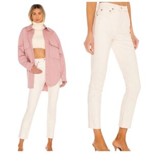 RE/DONE 90s High Rise Ankle Crop Jeans Vintage White Size 26  J1854
